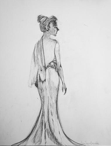 Young   Bride, Νεαρή Νυφούλα, PENCIL DRAWING,   32x41cm,