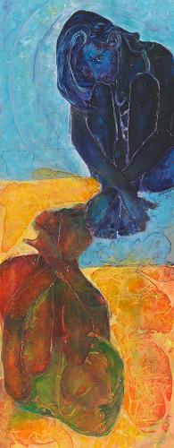 Καθρέφτη Καθρεφτάκι μου (one painting works both ways, blue)  153X60,5cm